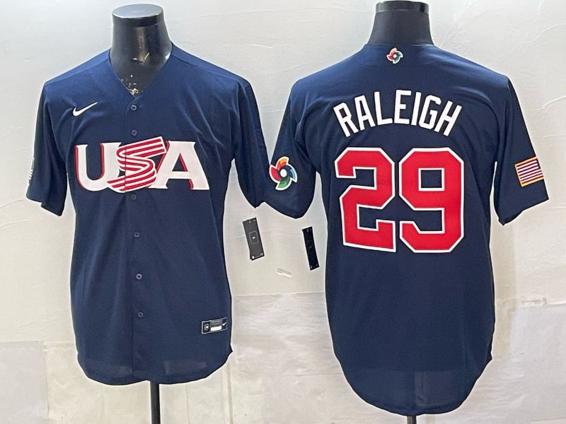 Men 2026 World Cub USA #29 Raleigh Blue Nike MLB Jersey style 02->more jerseys->MLB Jersey